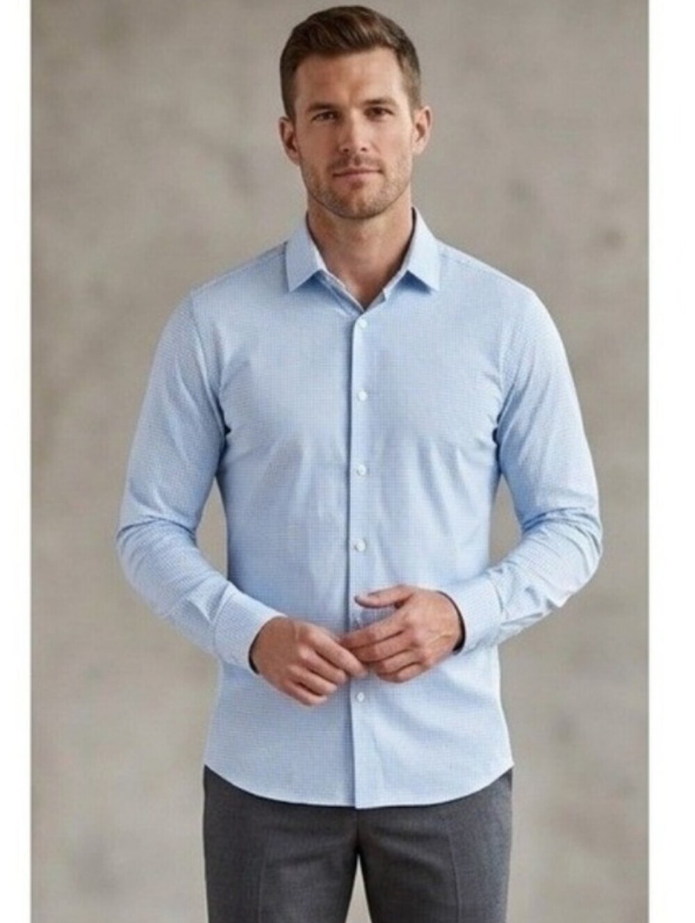 Mizzen+Main Shirt Mens Large Blue Spinnaker Collection Trim Fit Micro Gingham XL